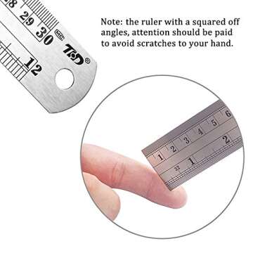 ZZTX Classic Ruler 12 Inch Stainless Steel Ruler High Quality Straight Edge Metal Rulers for Measuring Tool 6 Pack Set