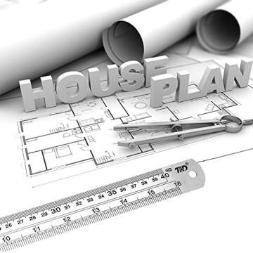 ZZTX Classic Ruler 12 Inch Stainless Steel Ruler High Quality Straight Edge Metal Rulers for Measuring Tool 6 Pack Set