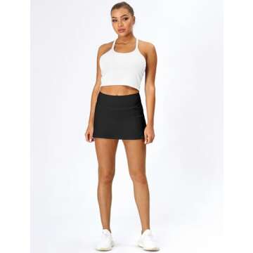 icyzone Athletic Tennis Skirts for Women with Pockets Shorts, Workout Running Golf Skorts (Black, Medium)