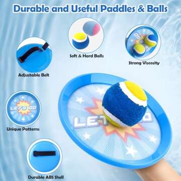 6Pcs Catch Ball Game Outdoor Toys for Kids Games Beach Toys Pool Toys Outdoor Yard Games, Summer Toys Birthday Gifts for 3 4 5 6 7 8 9 10 Year Old Boys Girls