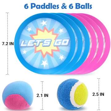 6Pcs Catch Ball Game Outdoor Toys for Kids Games Beach Toys Pool Toys Outdoor Yard Games, Summer Toys Birthday Gifts for 3 4 5 6 7 8 9 10 Year Old Boys Girls
