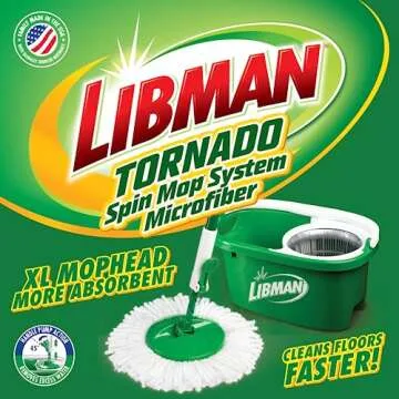 Libman Tornado Spin Mop System with 3 Refill Heads, Microfiber Spinning Mop and Bucket with Wringer ...