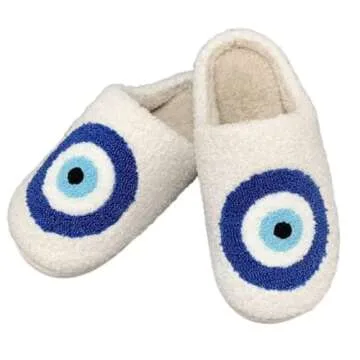 Evil Eyes Slippers Cozy Warm Plush Slip-On House Shoes for Women Men Cute Warm Cozy Fuzzy Home Slipper Evil Eyes 41-42