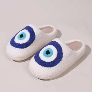 Evil Eyes Slippers Cozy Warm Plush Slip-On House Shoes for Women Men Cute Warm Cozy Fuzzy Home Slipper Evil Eyes 41-42