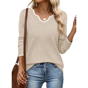 Fall Sweaters for Women Cozy V Neck Tunic Long Sleeve Tops