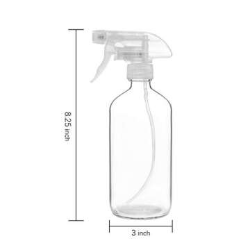Suwimut 9 Pack Glass Spray Bottles, 16oz Empty Clear Boston Round Bottles Refillable Container with Trigger Sprayer for Cleaning Solutions, Essential Oils, Misting Plants