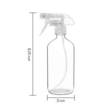 Suwimut 9 Pack Glass Spray Bottles, 16oz Empty Clear Boston Round Bottles Refillable Container with Trigger Sprayer for Cleaning Solutions, Essential Oils, Misting Plants