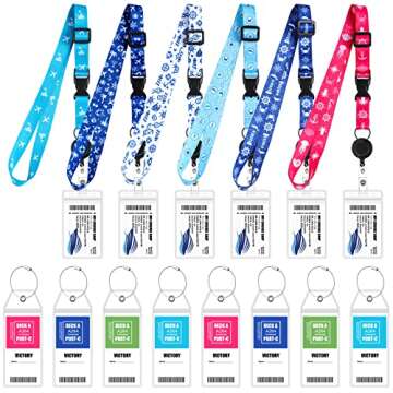 6 Sets Cruise Lanyards Retractable Lanyards Waterproof ID Badge Holders with 8 Pcs Cruise Luggage Ta...