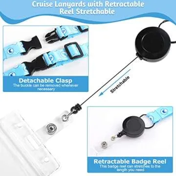 6 Sets Cruise Lanyards Retractable Lanyards Waterproof ID Badge Holders with 8 Pcs Cruise Luggage Tags for Carnival Cruise(Vibrant Sailing)