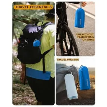 iCreek Hooded Rain Poncho with Pocket Waterproof Lightweight Unisex Raincoat Jacket for Hiking, Camping, Outdoor (Sky Blue, Small)