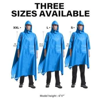 iCreek Hooded Rain Poncho with Pocket Waterproof Lightweight Unisex Raincoat Jacket for Hiking, Camping, Outdoor (Sky Blue, Small)