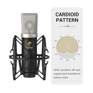 Condenser Microphone 192kHz/24Bit, TONOR USB Cardioid Computer Mic Kit with Upgraded Boom Arm/Spider Shock Mount for Recording, Streaming, Gaming, Podcasting, Voice Over, YouTube, TC-2030
