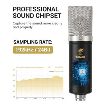 Condenser Microphone 192kHz/24Bit, TONOR USB Cardioid Computer Mic Kit with Upgraded Boom Arm/Spider Shock Mount for Recording, Streaming, Gaming, Podcasting, Voice Over, YouTube, TC-2030