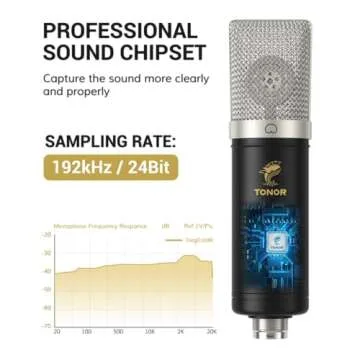 Condenser Microphone 192kHz/24Bit, TONOR USB Cardioid Computer Mic Kit with Upgraded Boom Arm/Spider Shock Mount for Recording, Streaming, Gaming, Podcasting, Voice Over, YouTube, TC-2030