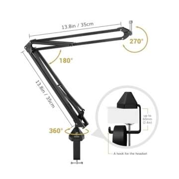 Condenser Microphone 192kHz/24Bit, TONOR USB Cardioid Computer Mic Kit with Upgraded Boom Arm/Spider Shock Mount for Recording, Streaming, Gaming, Podcasting, Voice Over, YouTube, TC-2030