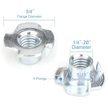 Top Quality 1/4"-20 T-Nuts - 100 Pack for All Projects