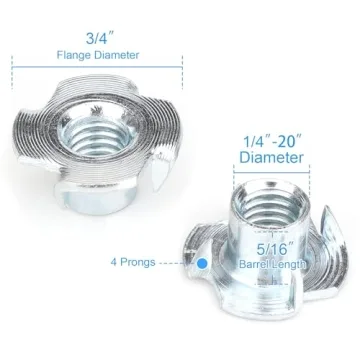 Top Quality 1/4"-20 T-Nuts - 100 Pack for All Projects