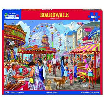 White Mountain - Boardwalk, 1000 Piece Jigsaw Puzzle - Carnival Fun for Everyone!