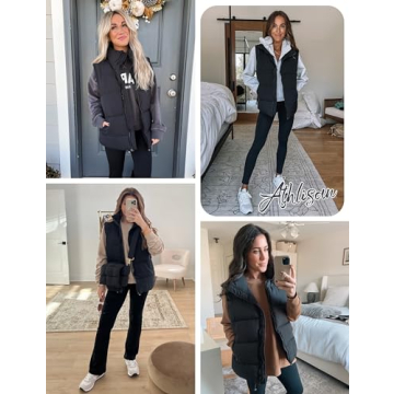 Athlisan Women's Stylish Zip-Up Puffer Vest in Multiple Colors