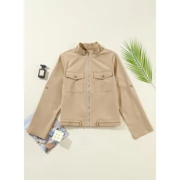 EVALESS Women's Stylish Zip Up Lightweight Jacket for All Seasons