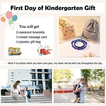 PINKDODO First Day of Kindergarten Bracelet Mommy and Me Bracelets Back to School Gifts Mother Son Anxiety Bracelet First Day of School Gift for Mom and Son Bracelets