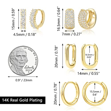 ALEXCRAFT Gold Hoop Earrings Set 4 Pairs for Women