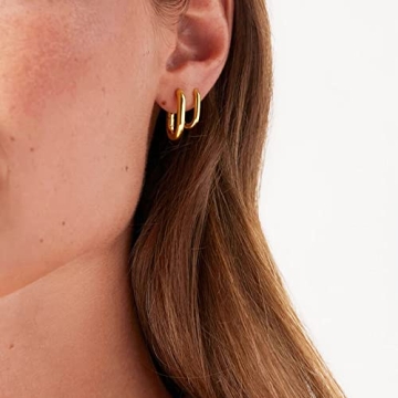 ALEXCRAFT Gold Hoop Earrings Set 4 Pairs for Women