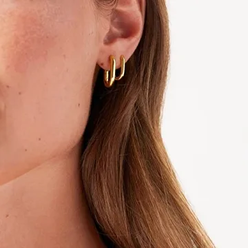 ALEXCRAFT Gold Hoop Earrings Set 4 Pairs for Women