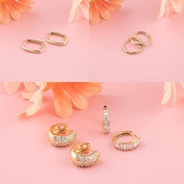 ALEXCRAFT Gold Hoop Earrings Set 4 Pairs for Women