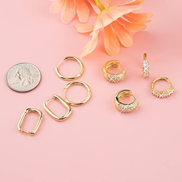 ALEXCRAFT Gold Hoop Earrings Set 4 Pairs for Women