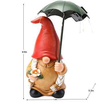 WONDHOME Garden Gnome Statues Outdoor Decoration Patio Yard Lawn Solar Gnomes Lady with Umbrella Lights Christmas Halloween Birthday Gift for Woman Mom,Umbrella Gnome