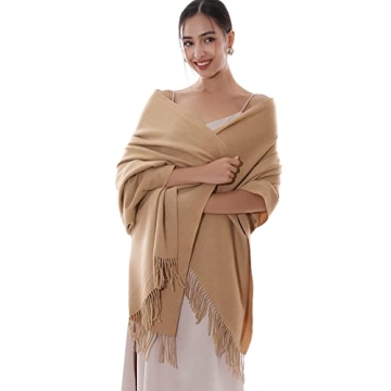 RIIQIICHY Winter Scarf for Women – Luxurious Camel Pashmina Wrap