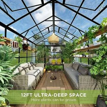 HOWE 8x12x7.5 FT Polycarbonate Greenhouse Double Swing Doors 4 Vents 5.2FT Added Wall Height, Walk-in Large Aluminum Greenhouse Sunroom Winter Greenhouse for Outdoors, Black