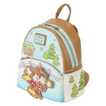 Loungefly Disney Mickey and Minnie Ice Skating Holiday (Gingerbread Scented) Mini-Backpack, Amazon Exclusive