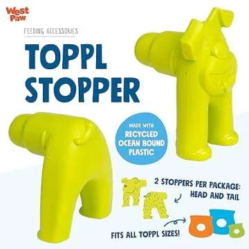 WEST PAW Zogoflex Holiday Toppl Treat Dispensing Dog Toy Puzzle – Dog Toy for Moderate Chewers, Fetch, Catch – Holds Kibble, Treats, Large, Granny Smith, Toppl Stopper Granny Smith 2 Pack