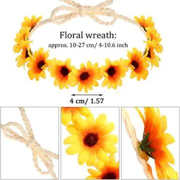 Wrestler 12 Pieces Hippie Costume Set 70s 60s Accessories for Women Hippie Headband Glasses Includes 6 Pieces Multicolor Lady Daisy Flower Crown 6 Pieces Round Hippie Sunglasses for Disco Halloween