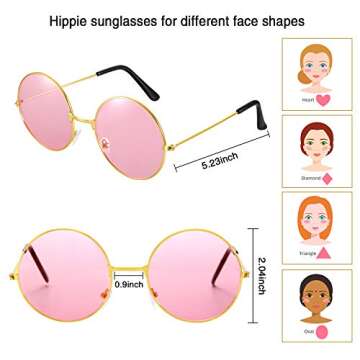 Wrestler 12 Pieces Hippie Costume Set 70s 60s Accessories for Women Hippie Headband Glasses Includes 6 Pieces Multicolor Lady Daisy Flower Crown 6 Pieces Round Hippie Sunglasses for Disco Halloween