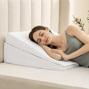 Joypea Bed Wedge Pillow – 3 in 1 Adjustable to 4.5, 7.5 & 12 Inches Foam Bed Wedge Pillow Leg Elevation Pillow for Sleeping, Acid Reflux, Anti Snore, Help for Back & Leg Pain, White