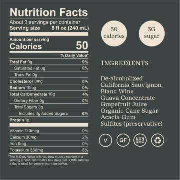 Surely Non Alcoholic Wine, De-alcoholized California Sauvignon Blanc, Alcohol-removed White Wine, 3g...