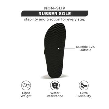 Project Cloud 100% Genuine Leather Mens Sandals with Memory Foam - Men Footwear & Slides for Men with Cork Footbed - Flip Flops for Men with Straps - Non-Slip Sandals Men (Arizona, Black, 11)