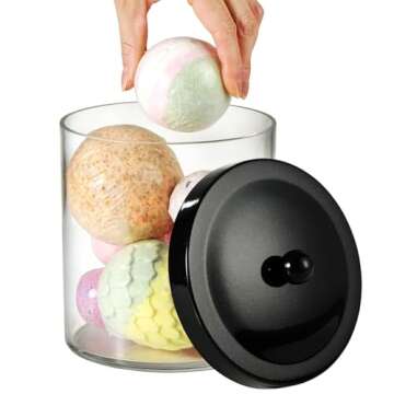 SheeChung Premium Apothecary Jar - 50 Oz. Large Clear Plastic Container Canister with Rust Proof Sta...