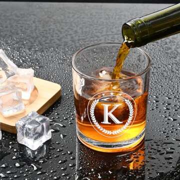 Personalized Monogram Whiskey Glasses for Men - Perfect Gift