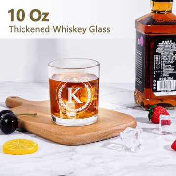 Personalized Monogram Whiskey Glasses for Men - Perfect Gift