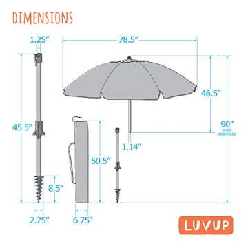 Beach and Grass Umbrella with Matching Travel Carrying Bag - Large 7 Feet 5 Inches Tilting Telescopic Aluminum Pole - Twist Sand/Grass Anchor - Wind Air Vent - Fiberglass Ribs (Floral Hibiscus)