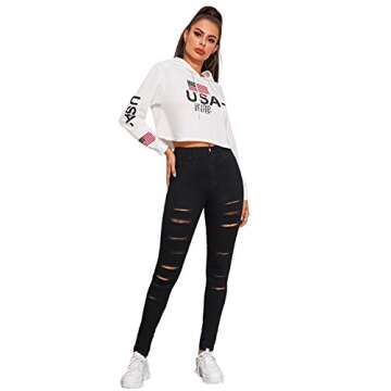 SweatyRocks Women's Hight Waisted Stretch Ripped Skinny Jeans Distressed Denim Pants Black-5 M