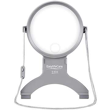 EasyLifeCare Hands Free Chest Rest LED Magnifier - Neck Wear Visual Aid Illuminated Magnifying Glass...