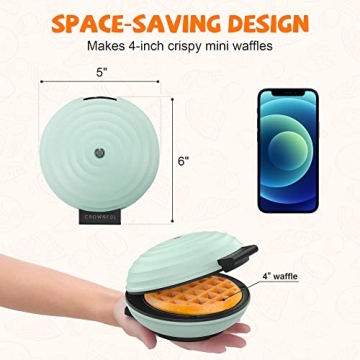 CROWNFUL Mini Waffle Maker with Compact Design