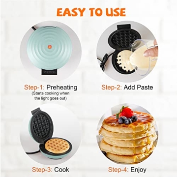 CROWNFUL Mini Waffle Maker with Compact Design