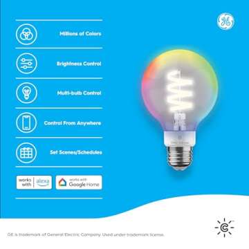 Cync GE Smart LED Light Bulbs, G25 Globe Bulb, Room Decor Aesthetic, Color Changing Light Bulbs, 60W...