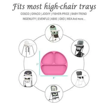Silicone Suction Plates for Babies, Stick to High Chair Trays and Table, Divided Baby Dishes, Perfect Kids Plates, BPA Free